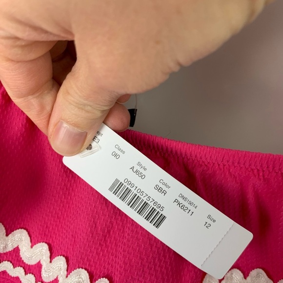 NWT J. Crew 12 Textured One Shoulder Ruffle One Piece Swimsuit Pink Preppy - Picture 5 of 6